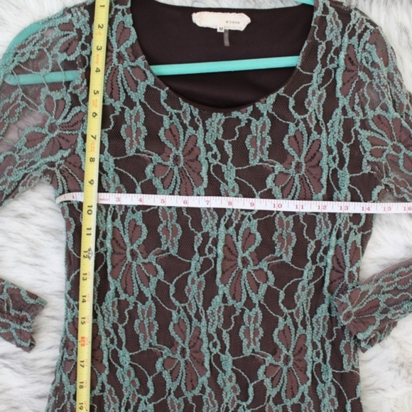 A'reve Lace Ruffle Tier Hem Dress in Brown & Teal - Picture 4 of 7